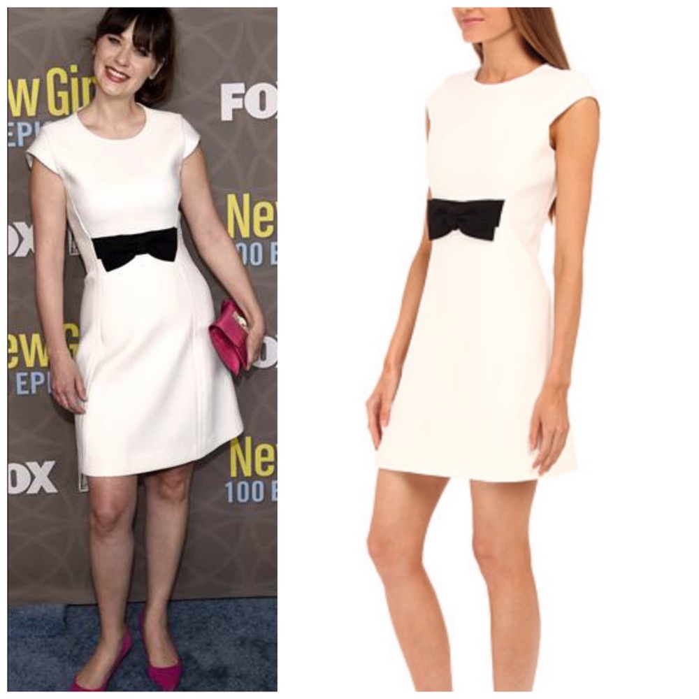 Kate Spade White Ivory Stretch Crepe Bow Dress Size 6